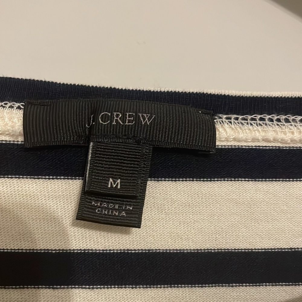 J. Crew Embroidered Lips Striped Long-sleeve T-Shirt-Sz M EUC - Picture 2 of 5